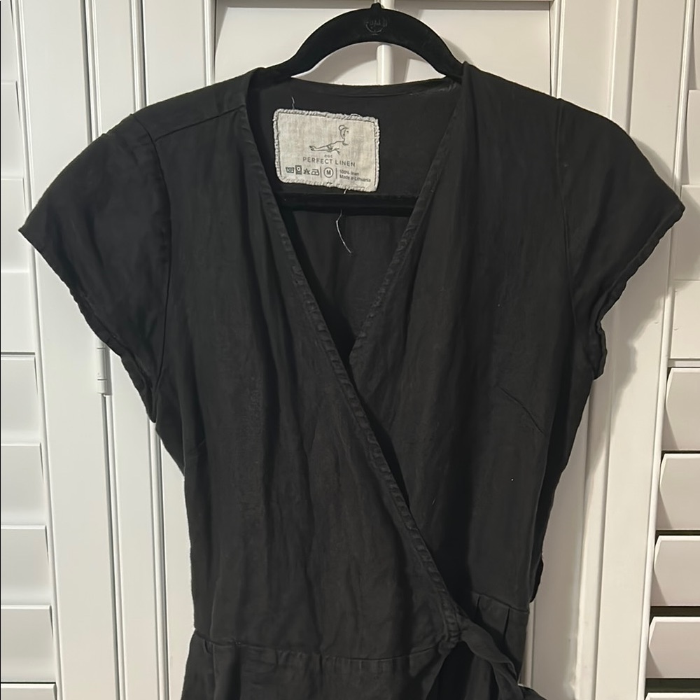 notPERFECTLINEN Black V-Neck Jumpsuit